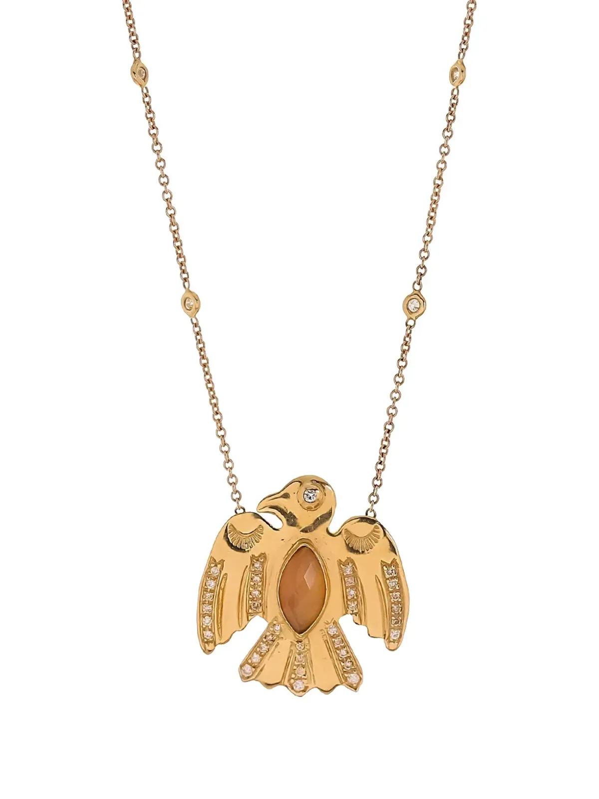 Jacquie Aiche 14K イエローゴールド オパール イーグル ダイヤモンド ネックレス - 画像1