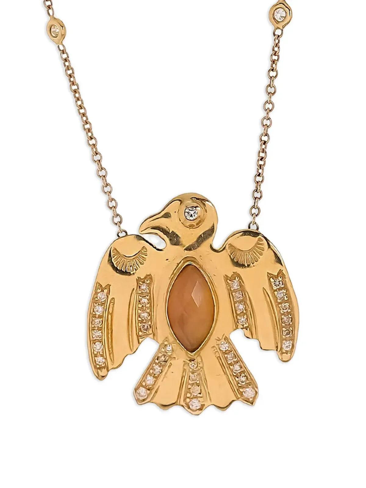 Jacquie Aiche 14K イエローゴールド オパール イーグル ダイヤモンド ネックレス - 画像2