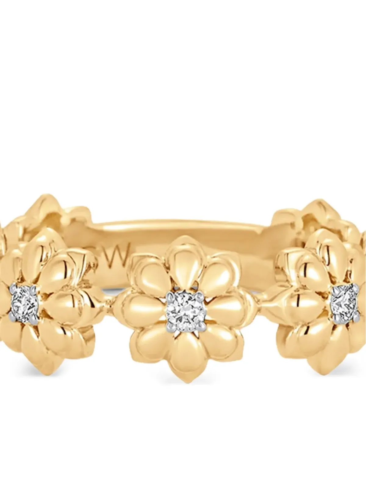 Sara Weinstock 18K イエローゴールド ダイヤモンド フラワー リング - 画像2