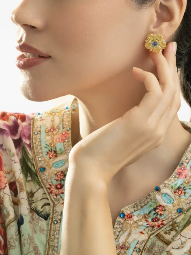 Tanya Farah Tanya Farah 18Kイエローゴールド ダイヤモンドとセイロン・サファイア イヤリングの商品画像