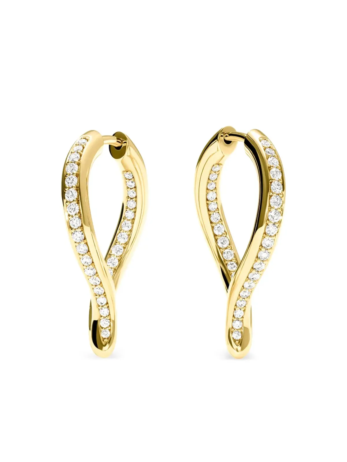 TAMARA COMOLLI 18K イエローゴールド ツイストドロップ ダイヤモンド フープピアス - 画像1