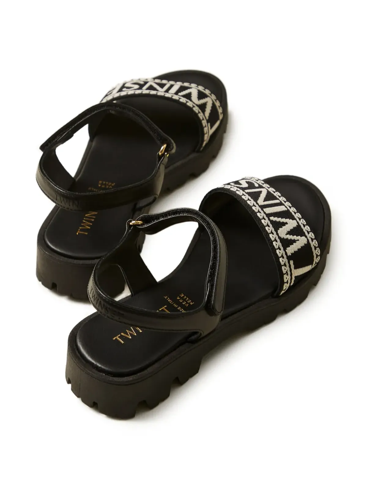 TWINSET Kids ロゴ入りレザーサンダル - 画像3