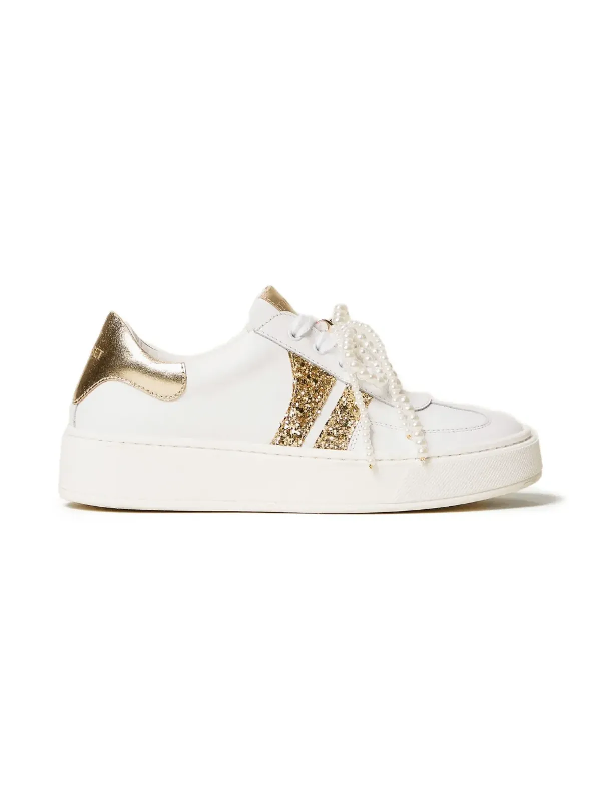 TWINSET Kids グリッターディテール レースアップスニーカー - White - 画像1