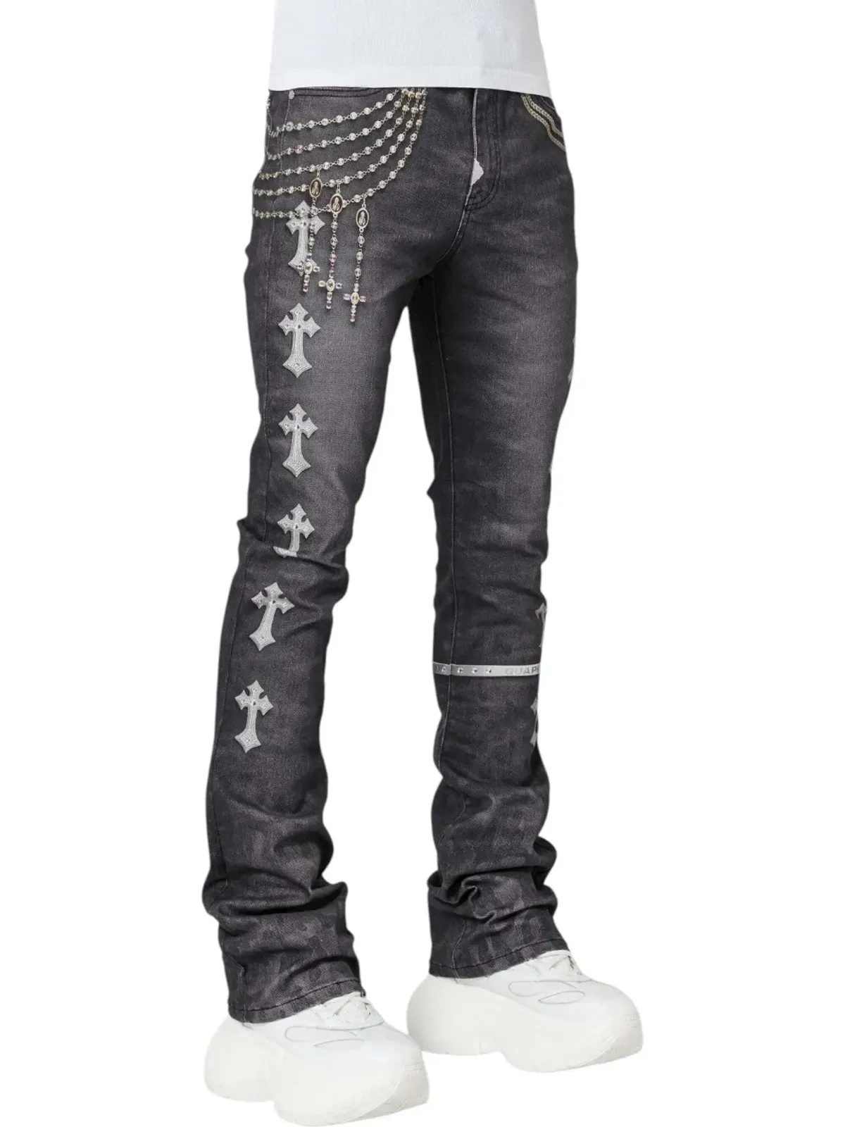 GUAPI Heavens rosary crosses vault jeans - 画像3