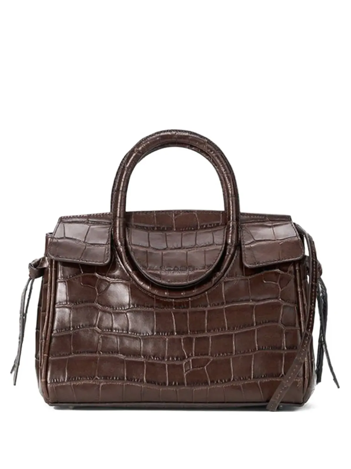 STAUD ミニ Maude Carryall ハンドル クロコエフェクト トートバッグ - ブラウン - 画像1
