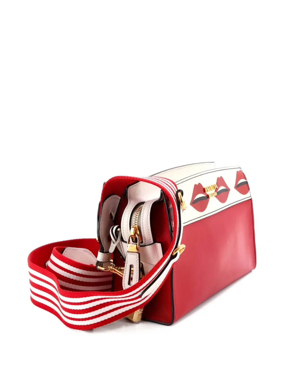Prada ビンテージ Esplanade Printed Saffiano and City Calf 小型クロスボディバッグ - レッド - 画像4