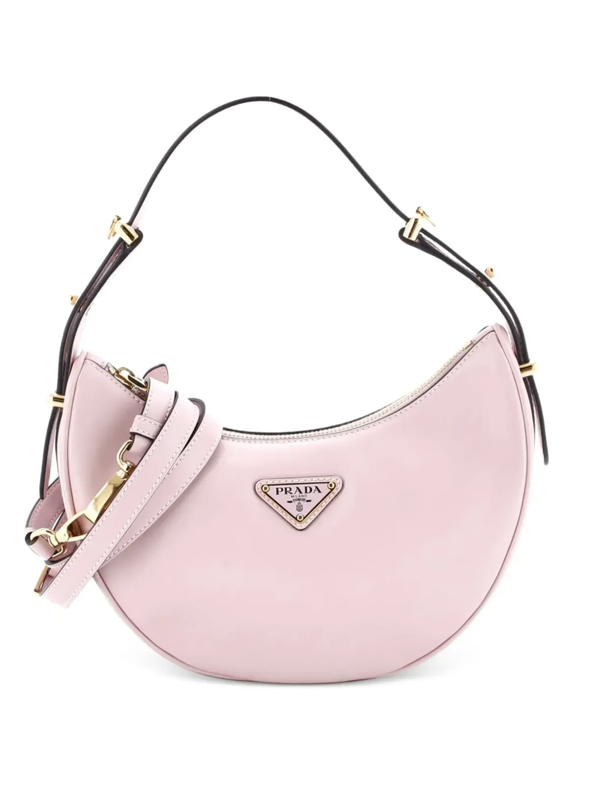 Prada ビンテージ アルク ハーフムーン レザー スモール ホーボーバッグ ピンク - 画像1