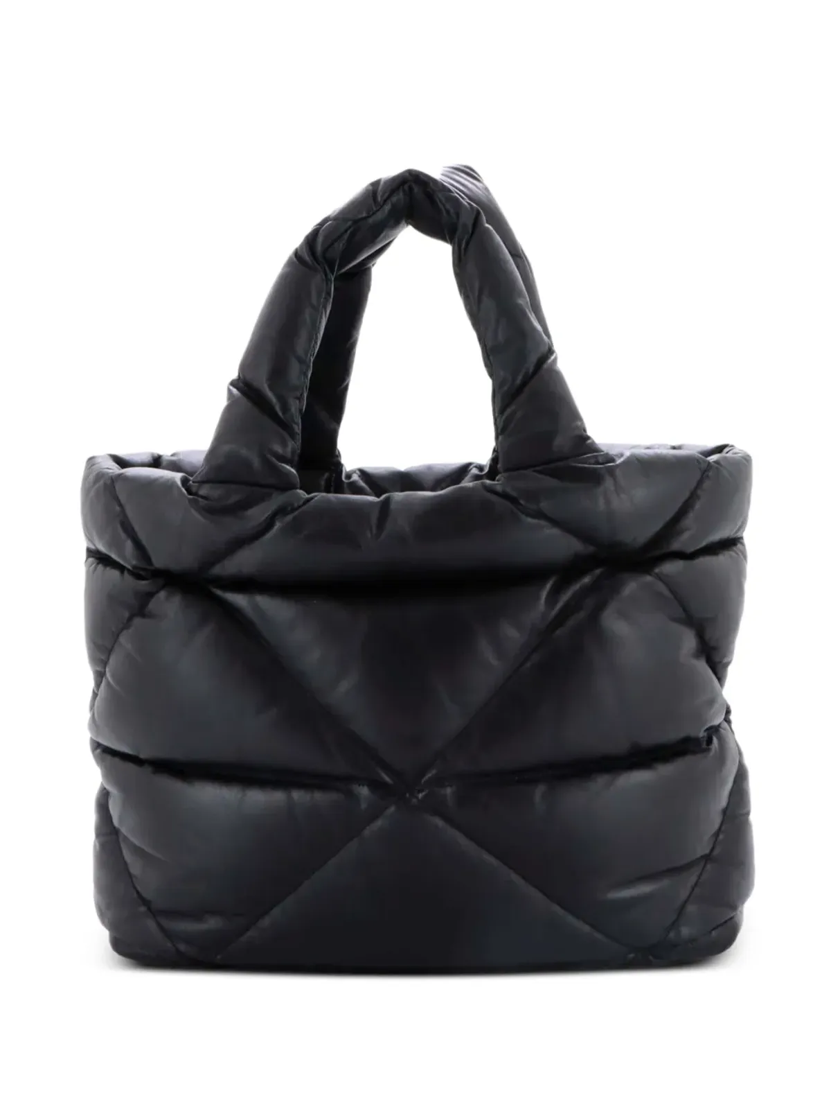 Prada ビンテージ パディッド トートバッグ キルテッド ナパ革 ラージ ショルダーバッグ - ブラック - 画像2