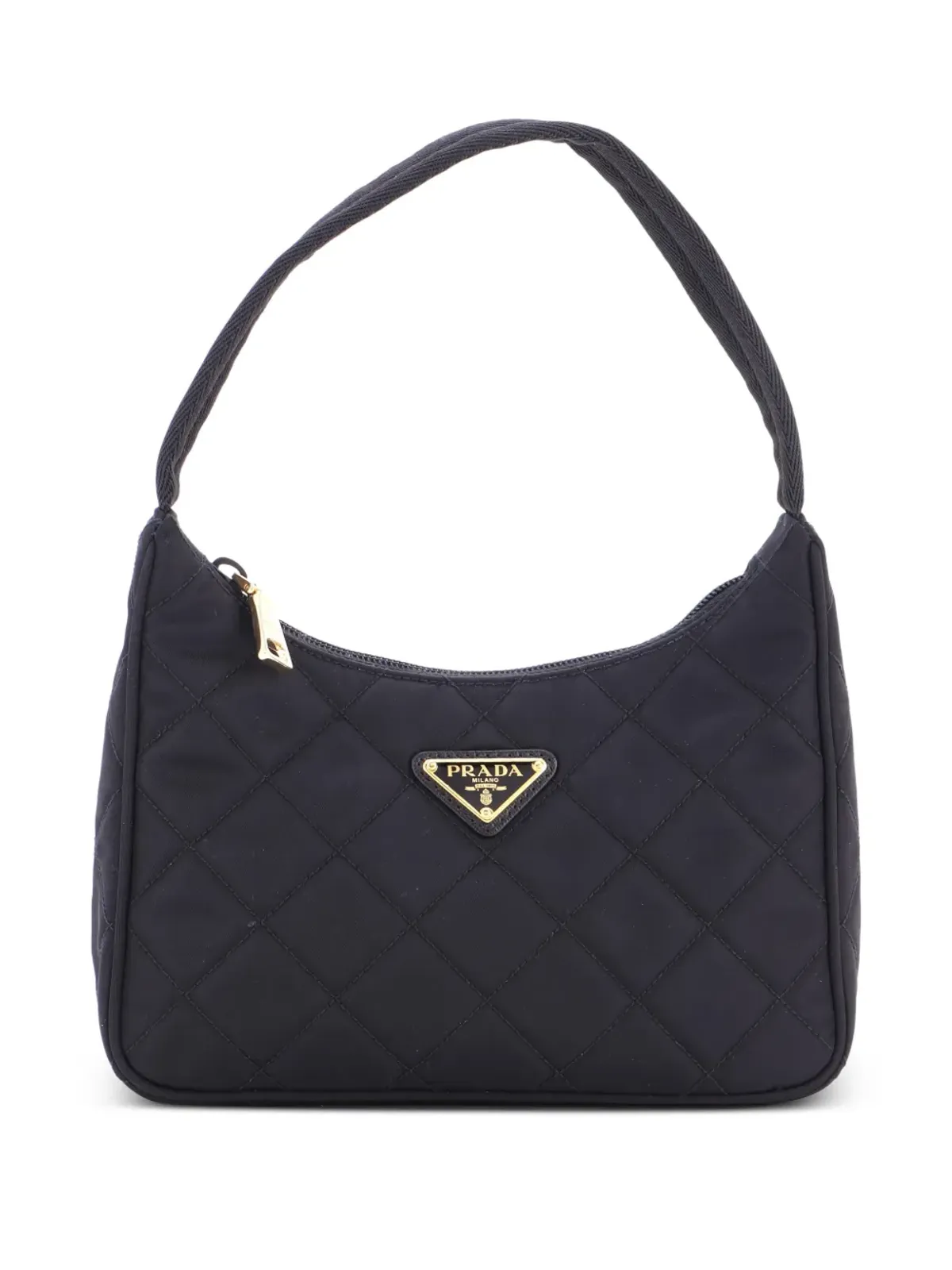 Prada ビンテージ キルテッド テシュート 小型ホーボーバッグ - ブラック - 画像1