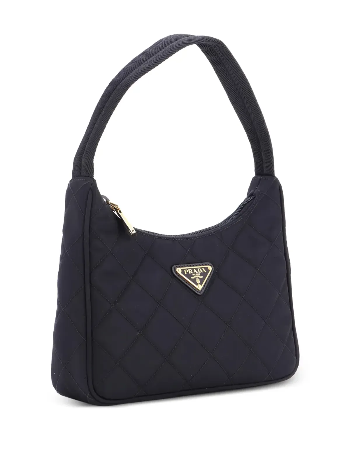Prada ビンテージ キルテッド テシュート 小型ホーボーバッグ - ブラック - 画像3