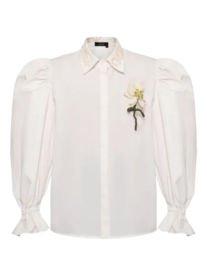 ANOUKI ANOUKI floral-appliqué shirtの商品画像
