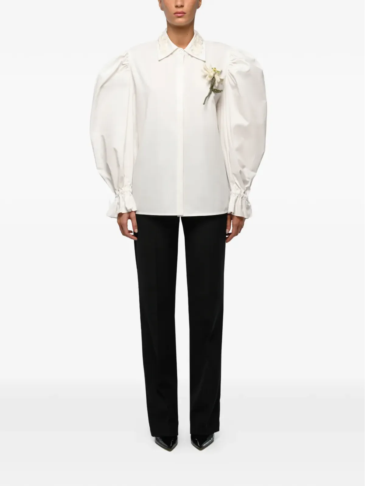 ANOUKI floral-appliqué shirt - 画像2