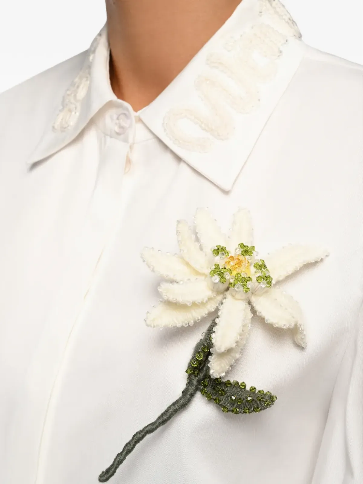 ANOUKI floral-appliqué shirt - 画像4