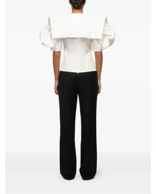 ANOUKI クリスタル装飾パフスリーブブラウス - サムネイル3