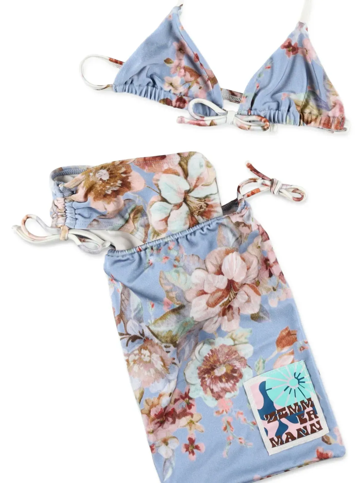 ZIMMERMANN Kids 花柄トライアングルビキニ ブルー - 画像3
