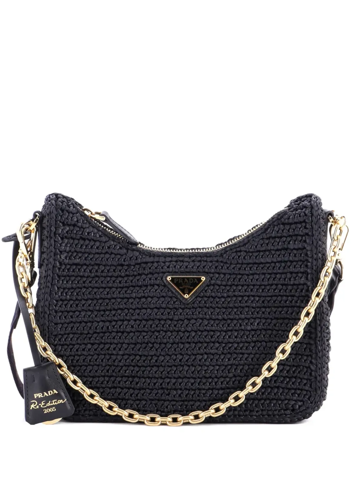 Prada ビンテージ Re-Edition 2005 ショルダーバッグ ラフィア クロスボディ ブラック - 画像1