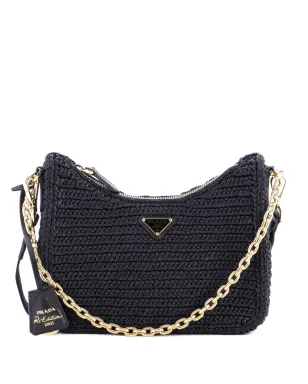 Prada ビンテージ Re-Edition 2005 ショルダーバッグ ラフィア クロスボディ ブラック - サムネイル1