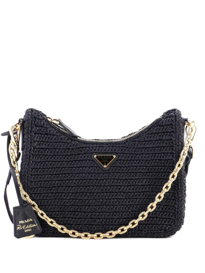 Prada Pre-Owned Prada ビンテージ Re-Edition 2005 ショルダーバッグ ラフィア クロスボディ ブラックの商品画像