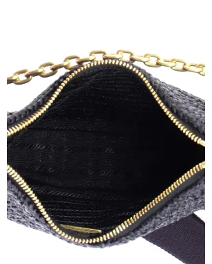 Prada ビンテージ Re-Edition 2005 ショルダーバッグ ラフィア クロスボディ ブラック - サムネイル5