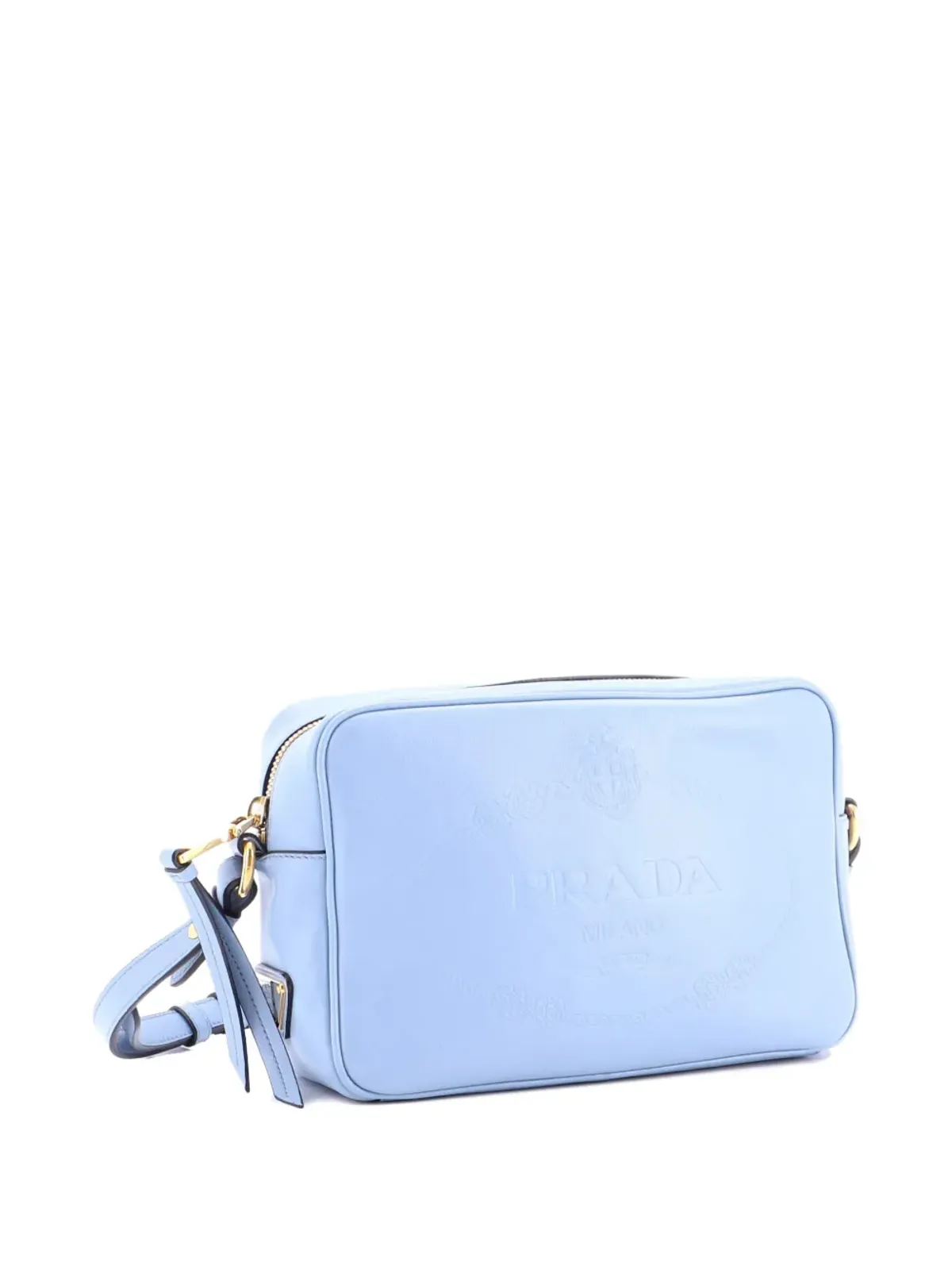Prada ビンテージ ロゴ カメラバッグ エンボスレザー 小型 クロスボディ バッグ - ブルー - 画像3
