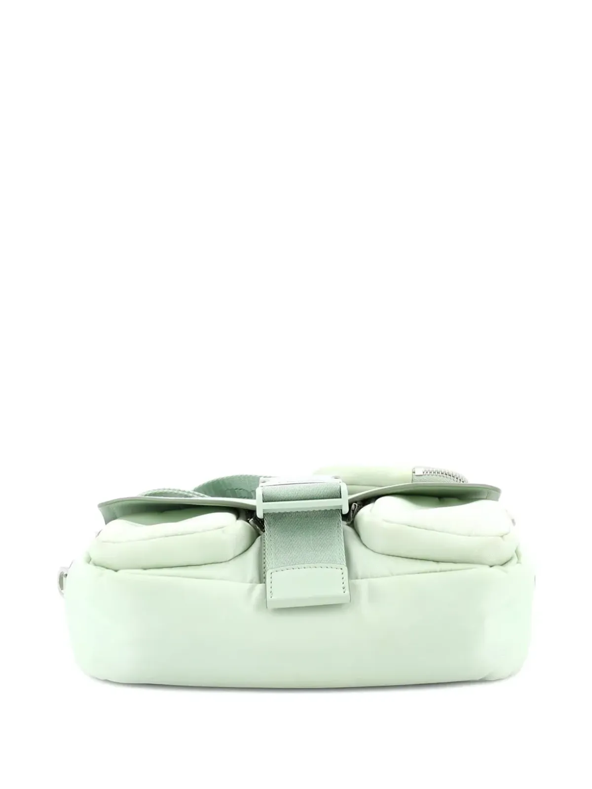 Prada ビンテージ バックル付きポケットのスパッツォラートレザーとテッスート生地のクロスボディバッグ - Green - 画像4