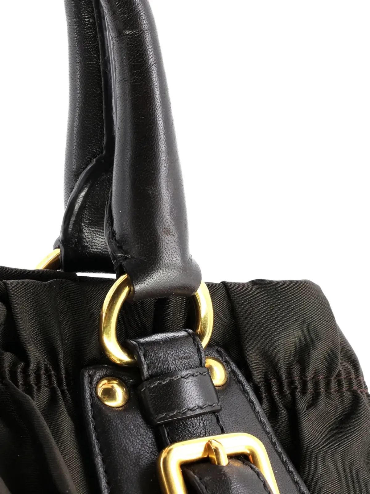 ビンテージ Prada Gaufre コンバーチブル レザーと テッソート 大型 トートバッグ - 画像5