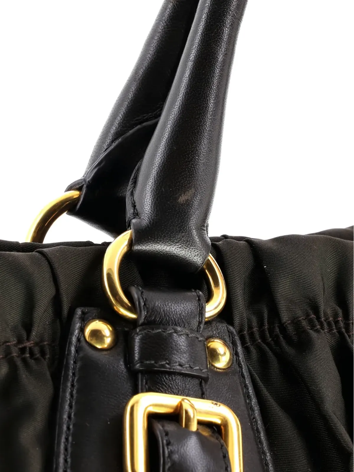 ビンテージ Prada Gaufre コンバーチブル レザーと テッソート 大型 トートバッグ - 画像4