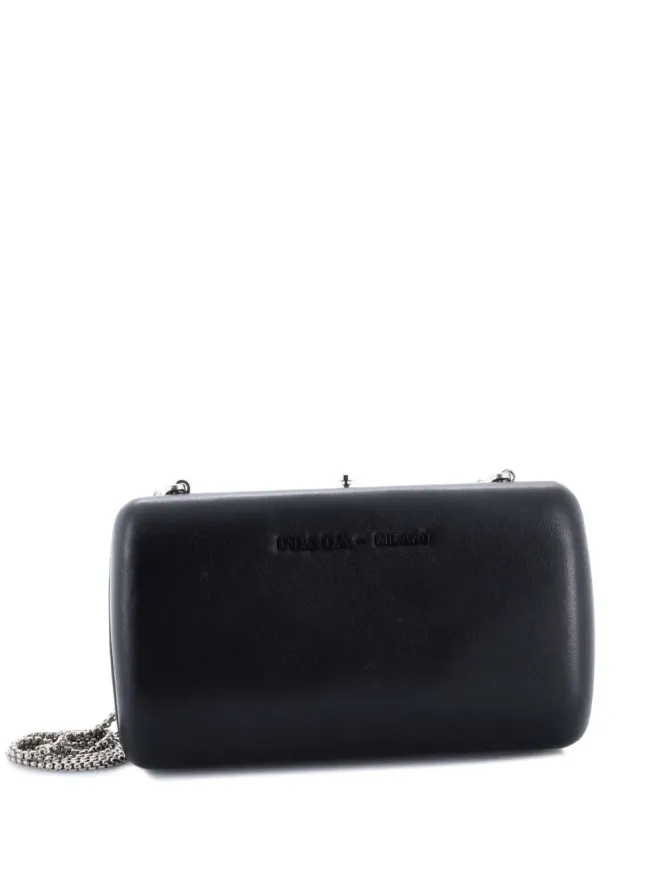 Prada Pre-Owned Prada ビンテージ ロゴ入り コンバーチブル チェーン ボックス レザー クラッチバッグ - ブラックの商品画像