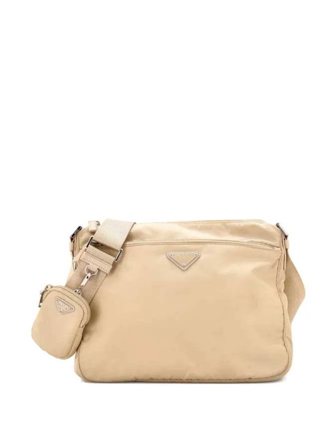 Prada Pre-Owned Prada ビンテージ リエディション フロントポケット付き メッセンジャーバッグ テッスート 大きめ クロスボディバッグ - ニュートラルカラーの商品画像