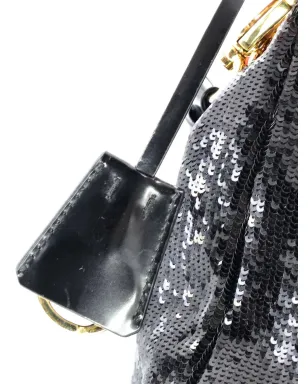 Prada ビンテージ リエディション ショルダーバッグ スパンコール装飾 ミニ ホーボーバッグ ブラック - サムネイル5