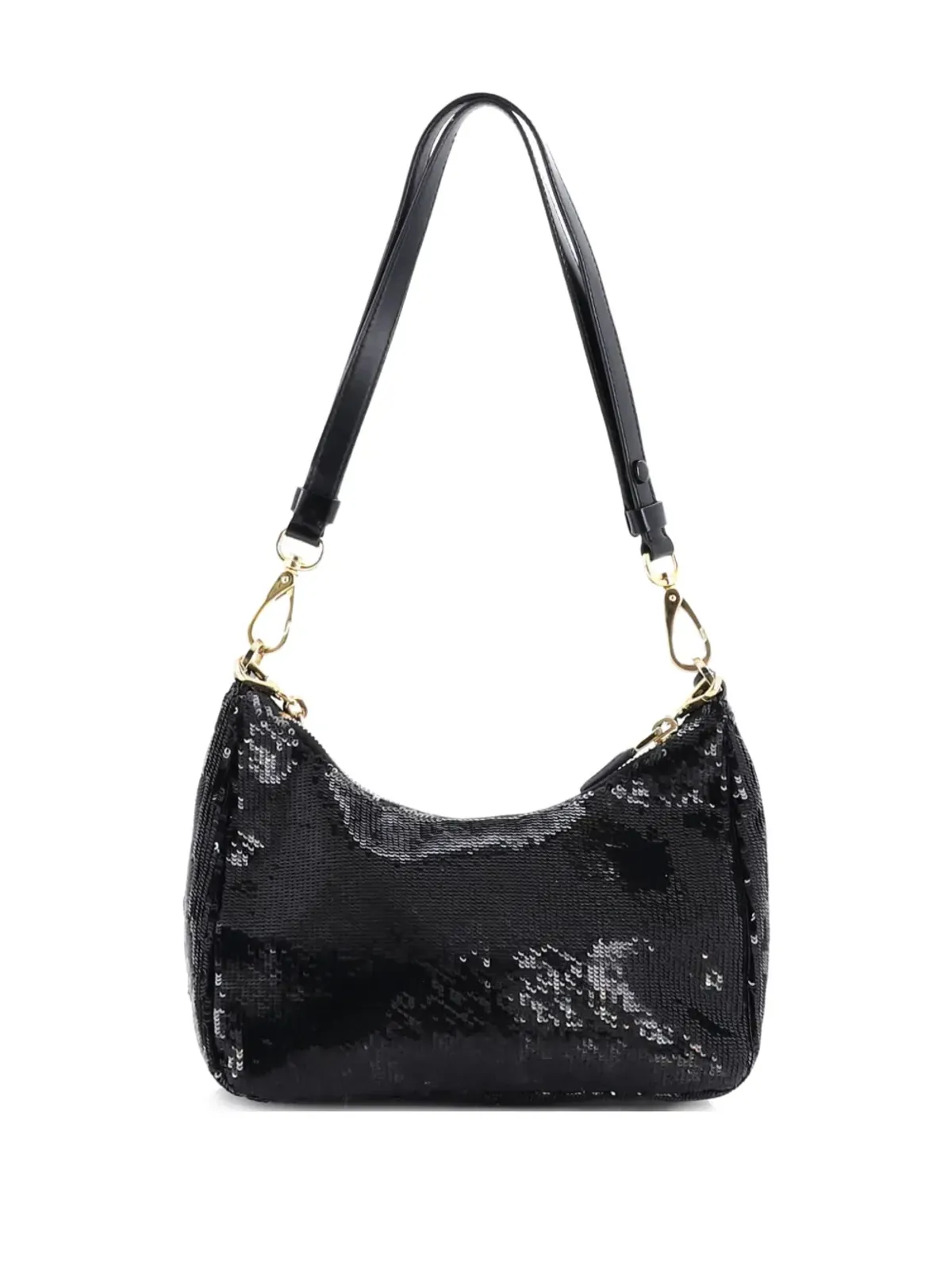 Prada ビンテージ リエディション ショルダーバッグ スパンコール装飾 ミニ ホーボーバッグ ブラック - 画像2