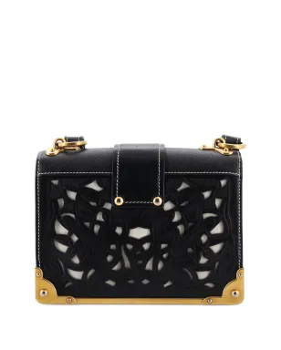 Prada Cahier スタッズ付き レザー レーザーカット クロスボディバッグ（小さめ）- ブラック - サムネイル2