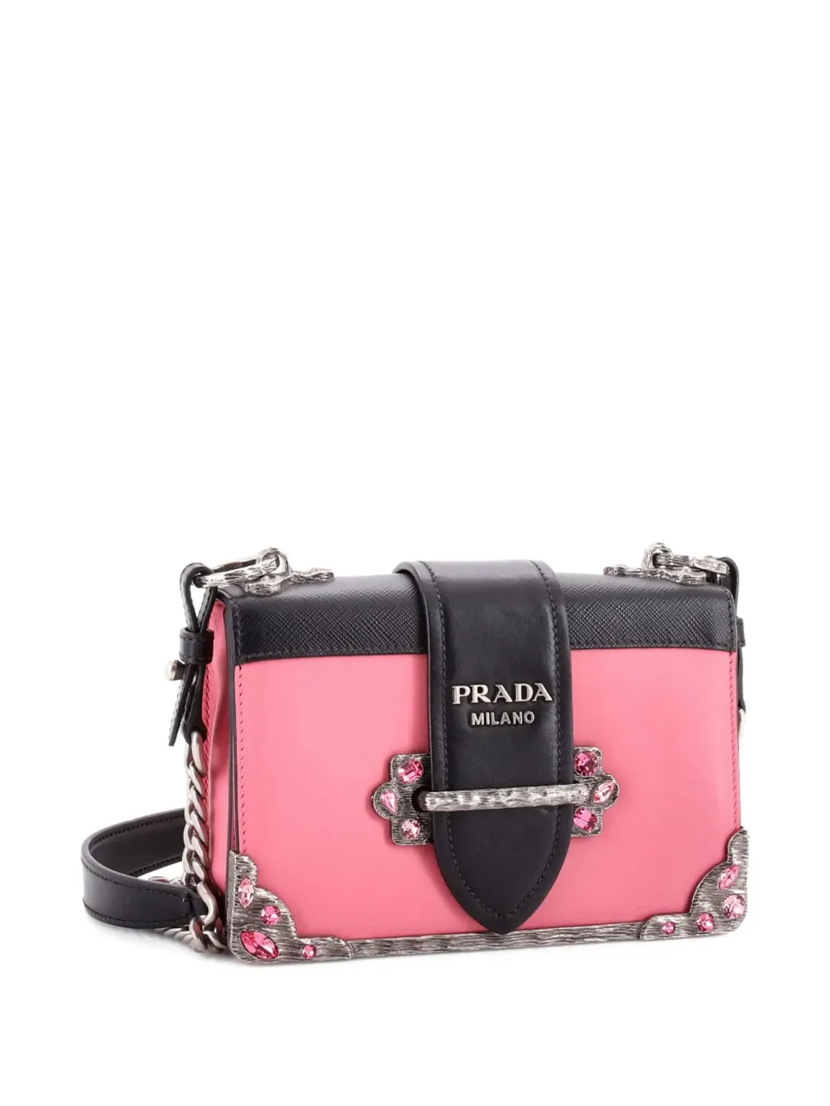 Prada ビンテージ Cahier Chain City カーフ/サフィアーノ 小型クロスボディバッグ - ブラック - 画像3