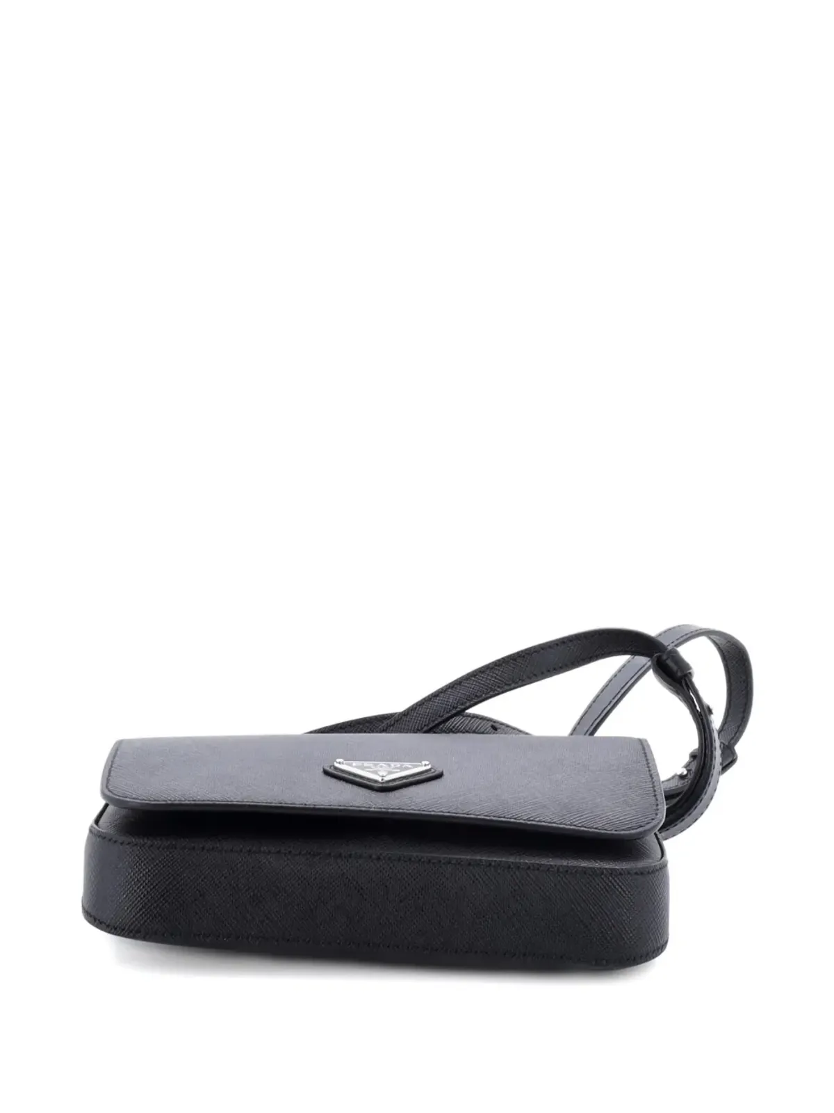 Prada ビンテージ 三角ロゴ フルフラップ サフィアーノレザー ショルダーバッグ - ブラック - 画像3