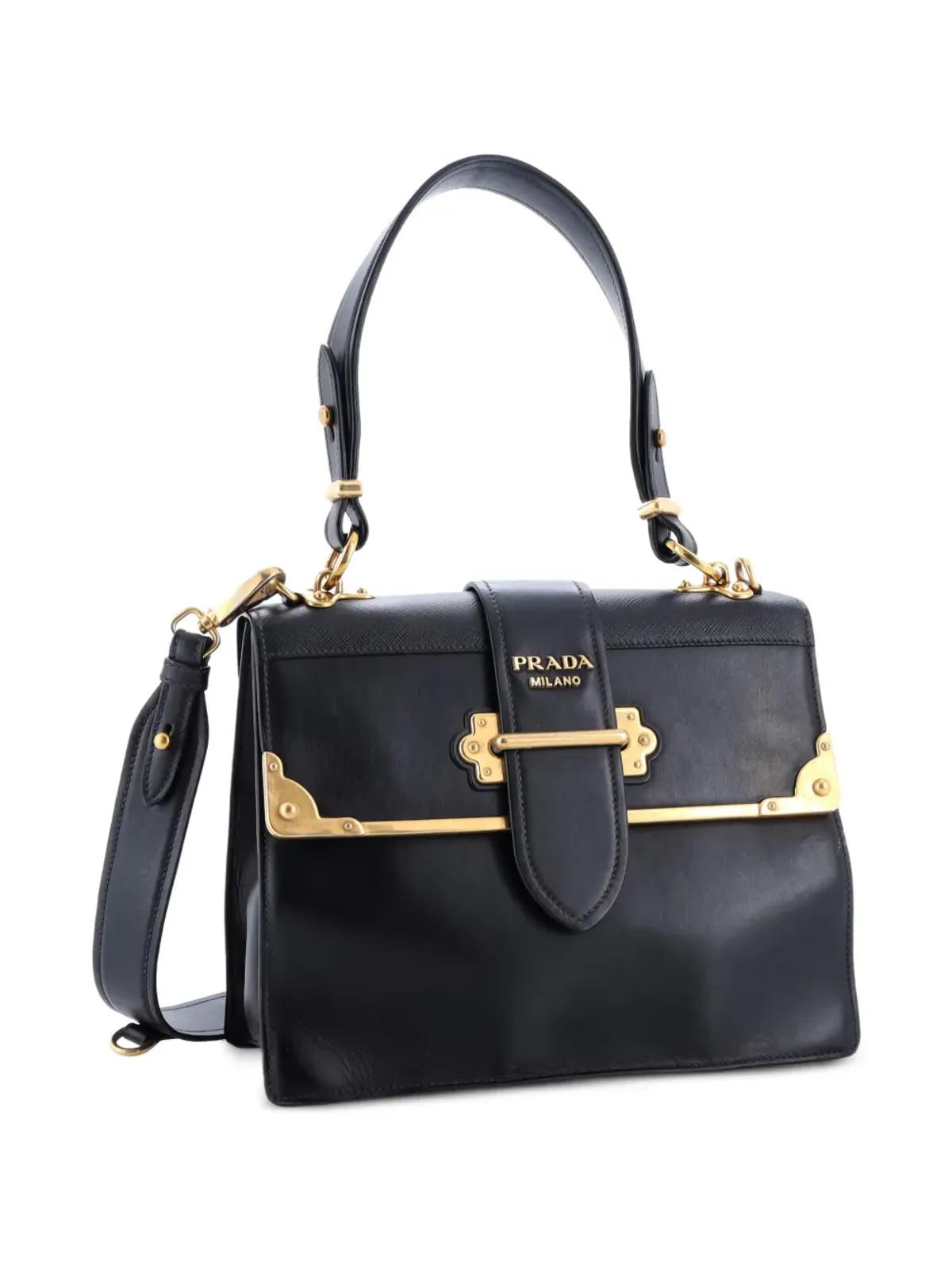 Prada ビンテージ Cahier コンバーチブル シティ カーフ＆サフィアーノ ミディアム ショルダーバッグ - 画像3