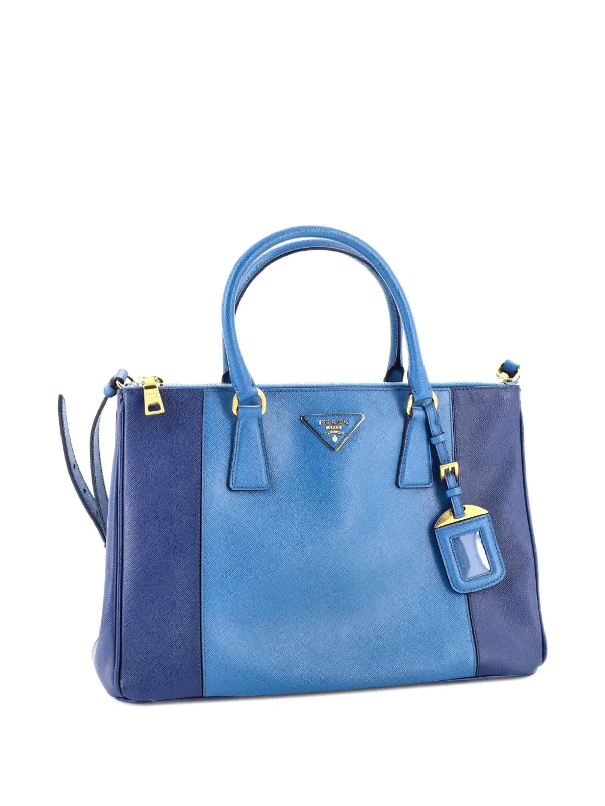 Prada Pre-Owned バイカラー ダブルジップ ラグジュアリー サフィアーノレザー ミディアム トートバッグ - 画像3