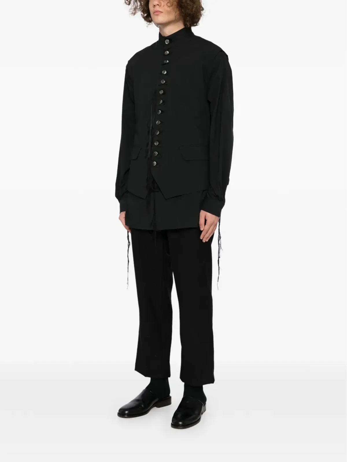 midorikawa strapped waistcoat - Black - 画像3