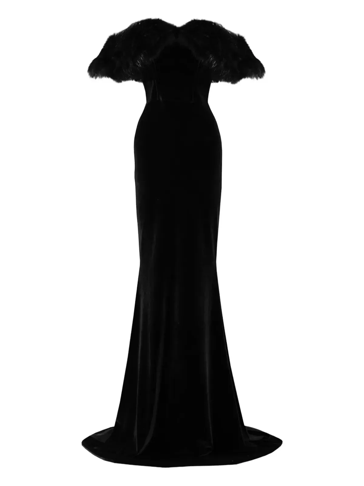 Vestiaire d'un Oiseau Libre ファー付きベルベットのガウン - 画像1