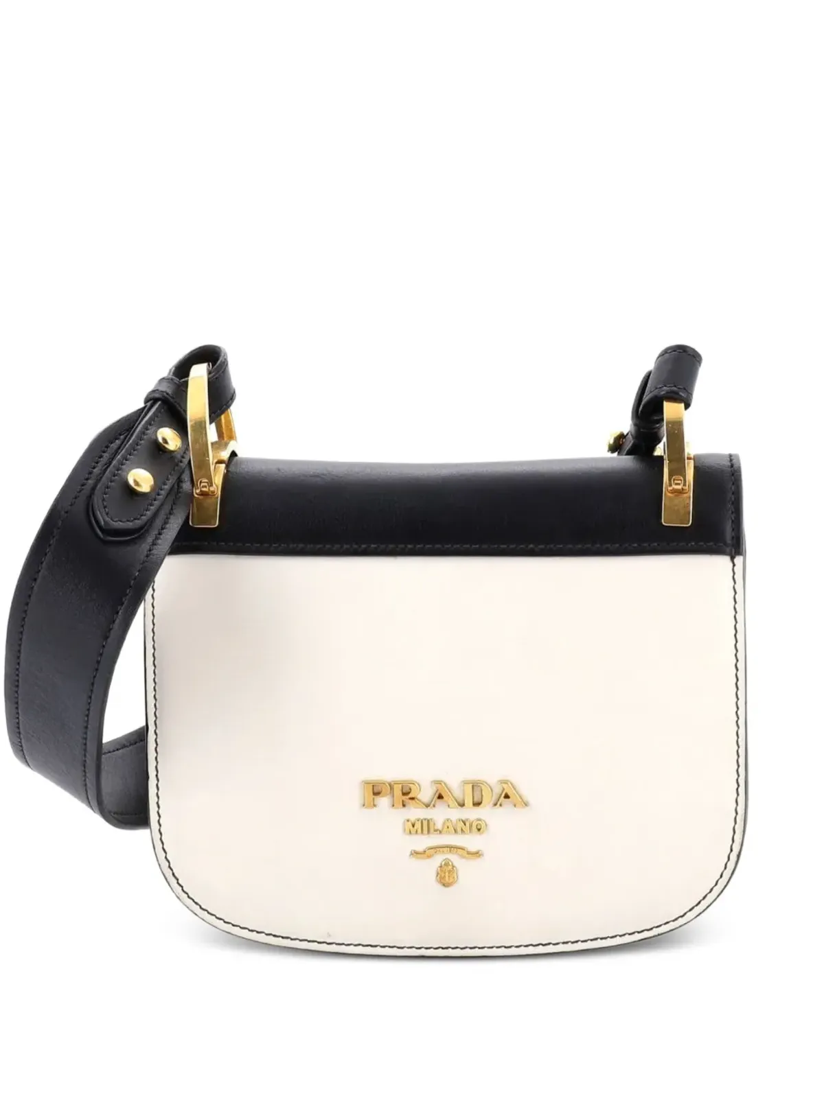 Prada ビンテージ Pionniere Saddle City カーフスキン ミニ クロスボディバッグ - ホワイト - 画像1