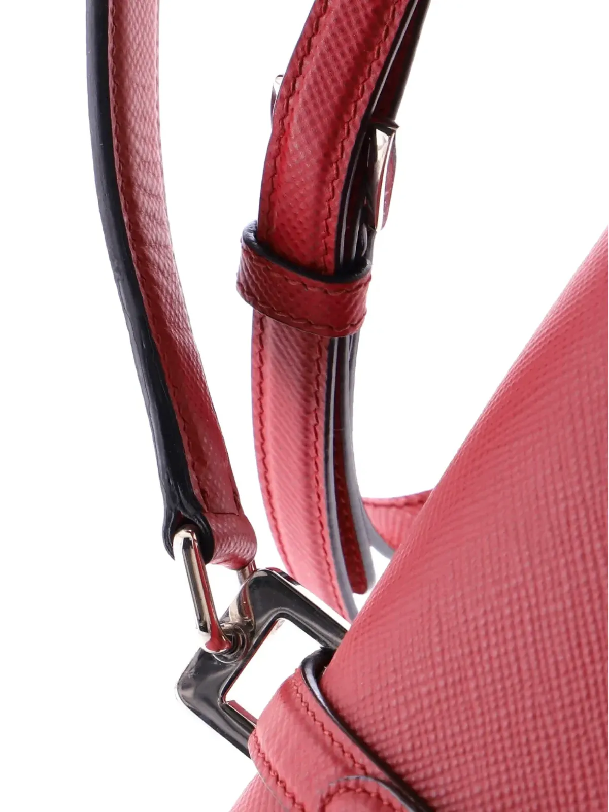 Prada ビンテージ ハーフフラップ ダブルターンロック サフィアノレザー ミディアム サッチェル - レッド - 画像5