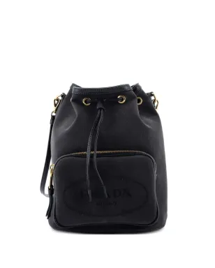 Prada ビンテージ ロゴ ドローストリング キャンバス バケットバッグ - ブラック - サムネイル1