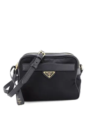Prada ビンテージ Re-Edition 1978 フロントポケット付き Re-Nylonとサフィアーノレザーのミニショルダーバッグ - ブラック - サムネイル1