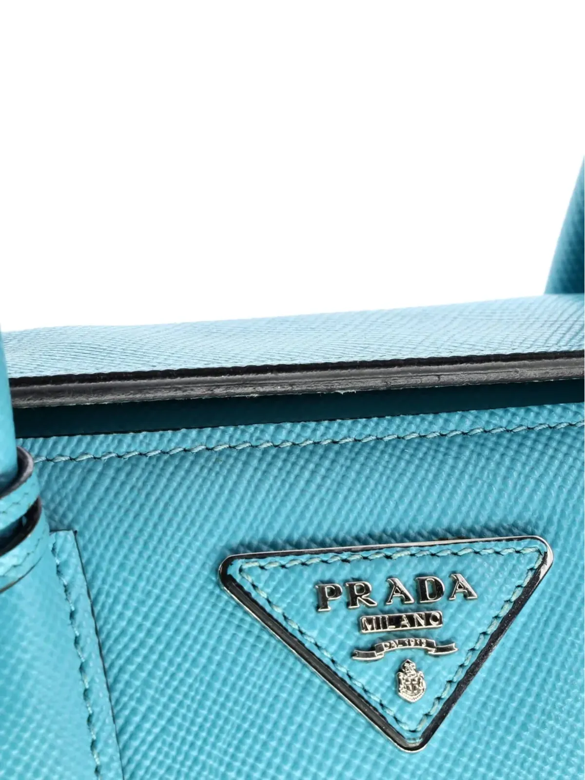 Prada ビンテージ ターンロック キュイール ツイン サフィアーノ レザー スモール トートバッグ - 画像4