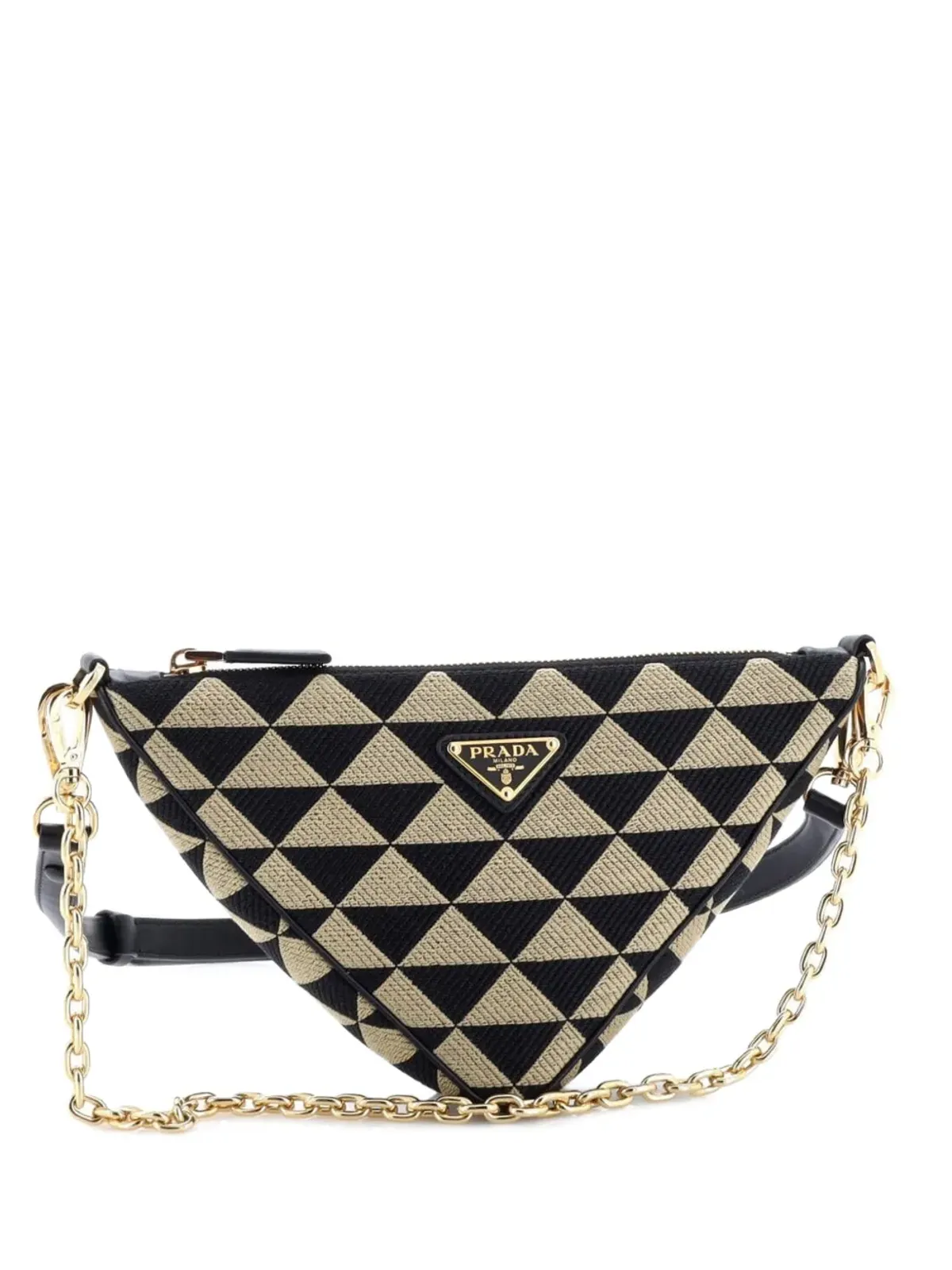 Prada Pre-Owned Symbole Triangle Bag Jacquard ミニショルダーバッグ - ブラウン - 画像1