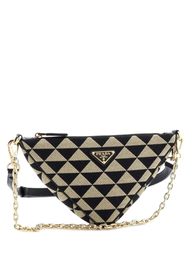 Prada Pre-Owned Prada Pre-Owned Symbole Triangle Bag Jacquard ミニショルダーバッグ - ブラウンの商品画像