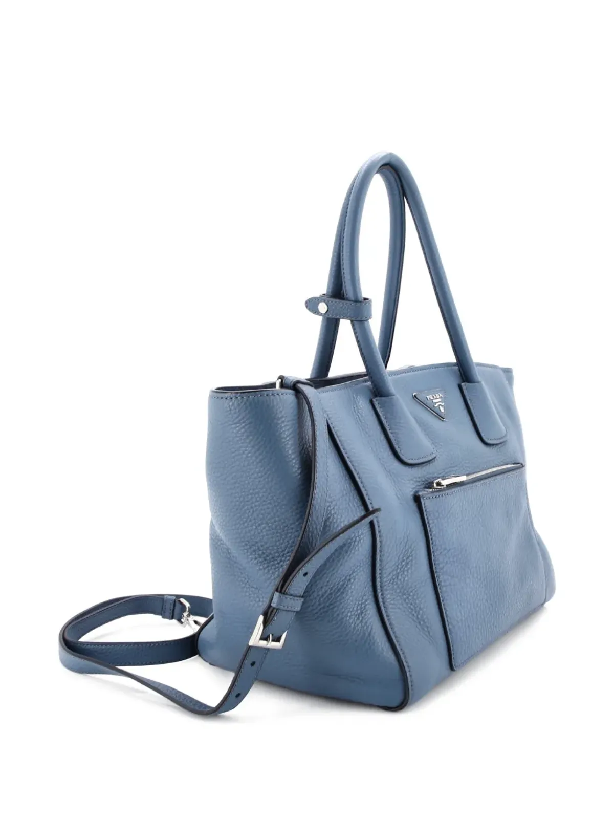 Prada ビンテージ フロントポケット ウィング コンバーチブル ヴィテロ ダイノ トートバッグ - ブルー - 画像3