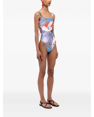 Donde Esteban Palenque Flores スクエアネック水着 - ブルー - サムネイル3