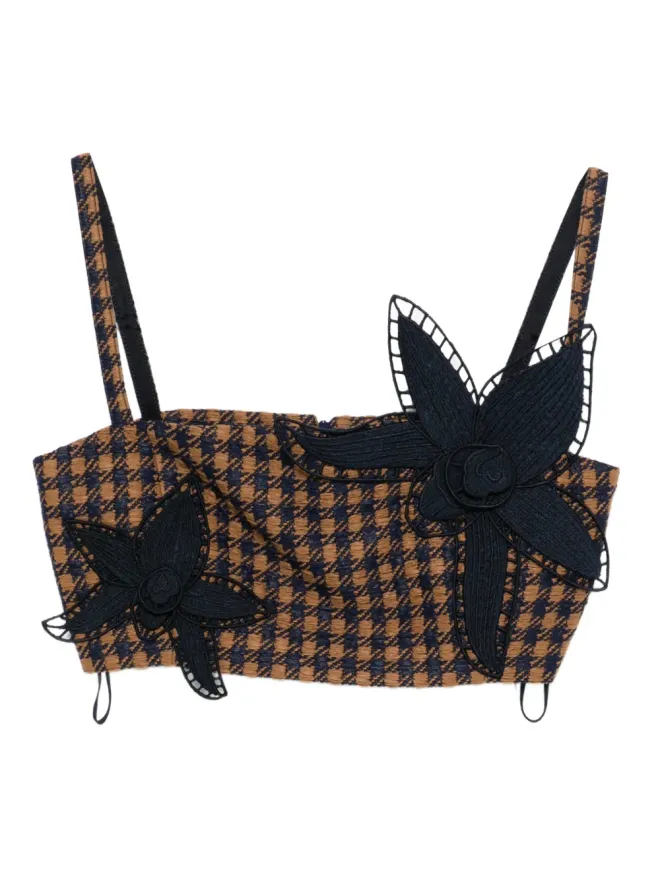 Oscar de la Renta Pre-Owned Oscar de la Renta Pre-Owned オーキッド刺繍ツイードトップ - Brownの商品画像