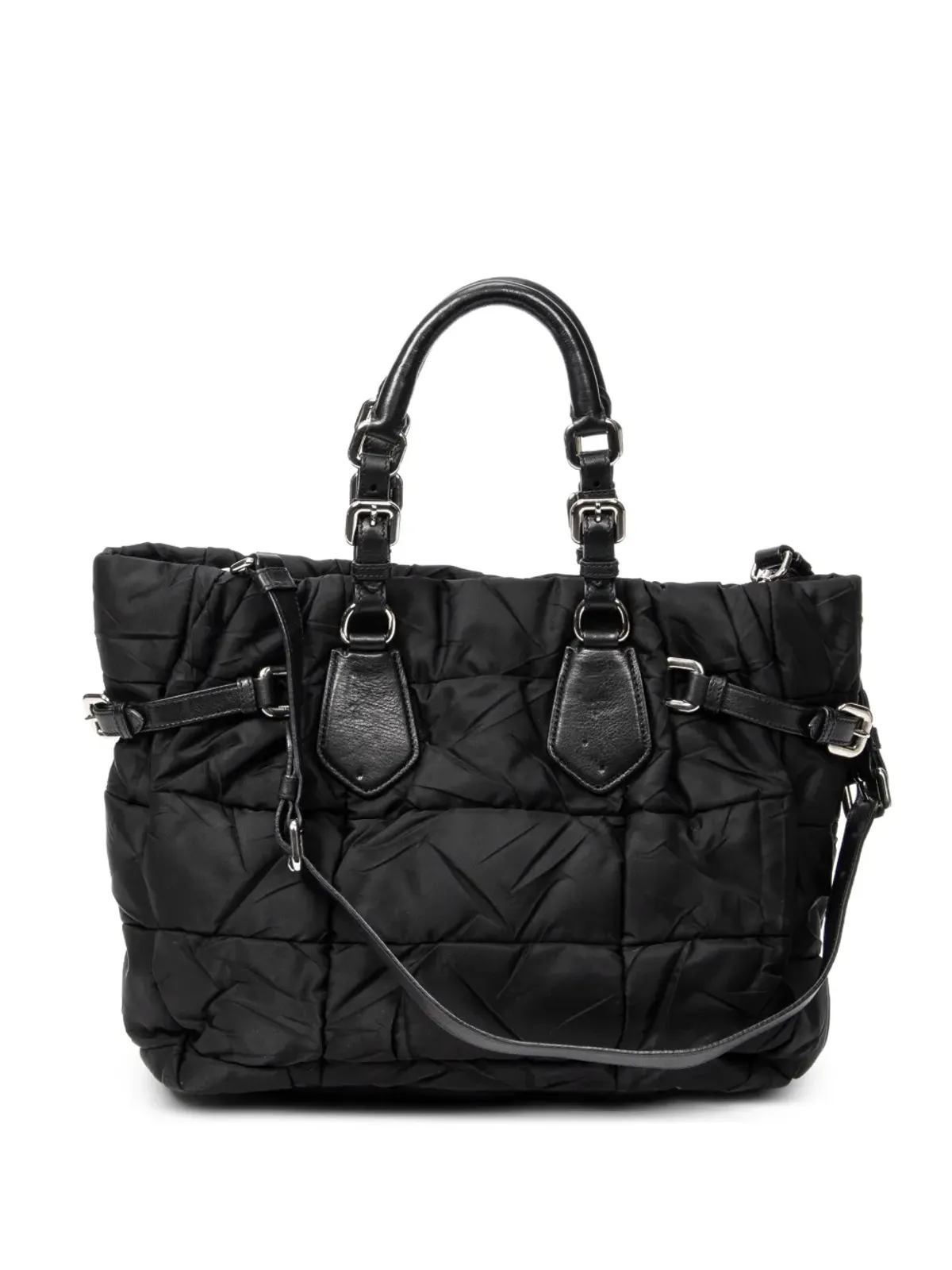 Prada ビンテージ キルティングバックル付きトートバッグ - ブラック - 画像2