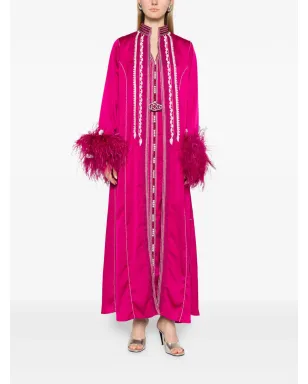 Reem Al Dhaheri 刺繍とフェザーのディテールが施されたカフタンセット - ピンク - サムネイル2